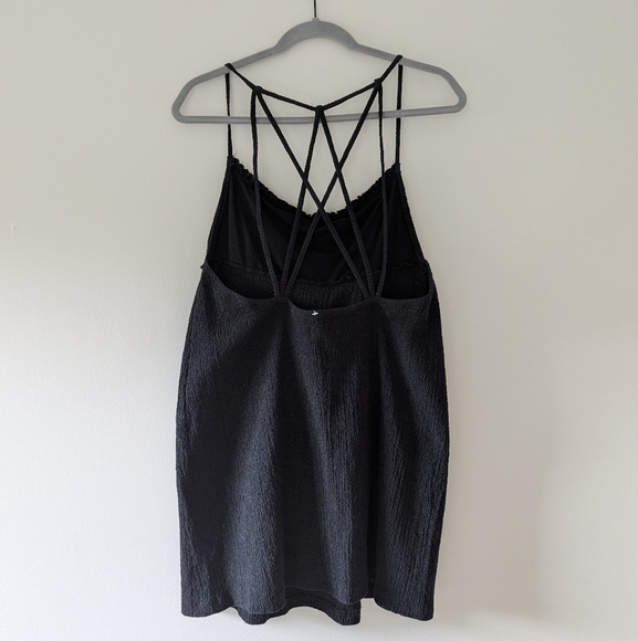 Free People Beach Vetrina Black Cozy Knit Ruched Strappy Open Back Mini Dress - Picture 4 of 10